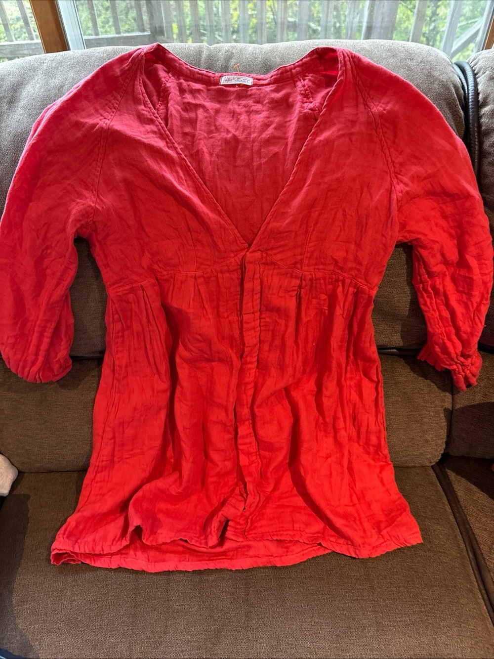 Free People X Cp Shades Mini Button Down Dress Size M Coral